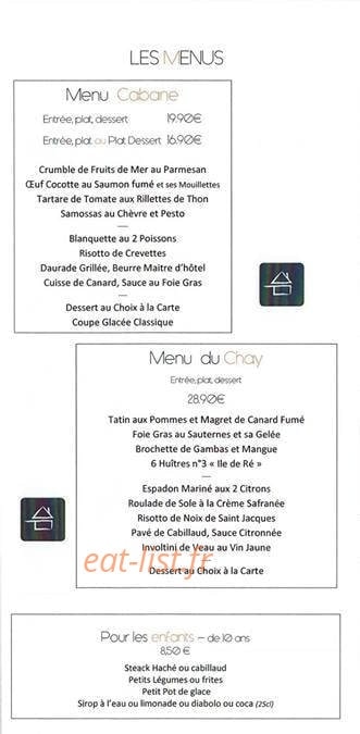 Carte et menu de Le Rochebonne à Angoulins — Menus