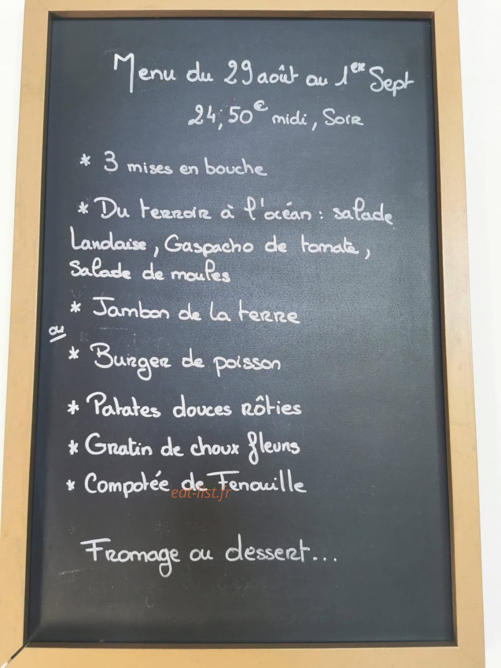 Au Domaine de Gigie — carte page 1