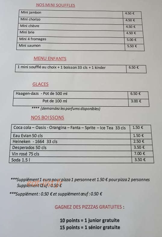 Befa Pizza — carte page 2