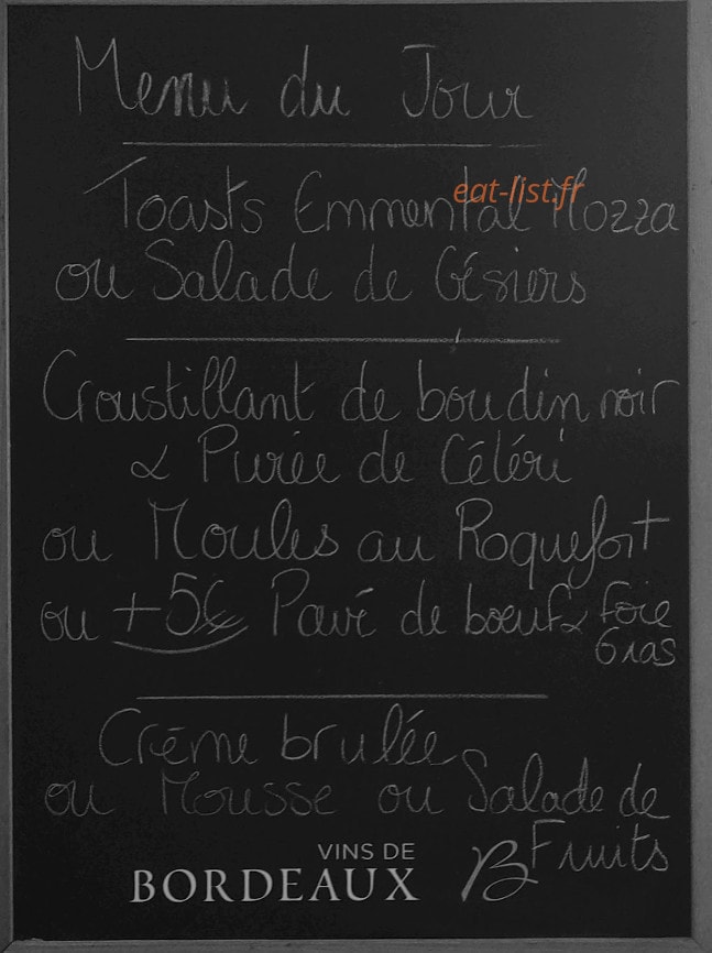 Bistrot de la gare — carte page 1