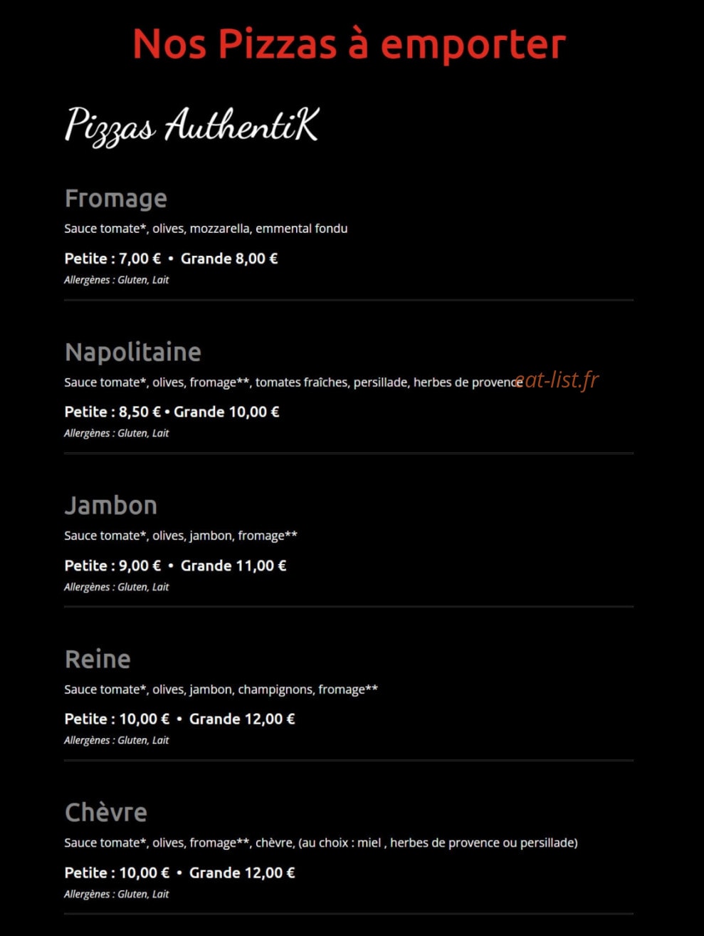 Kpizz — carte page 1