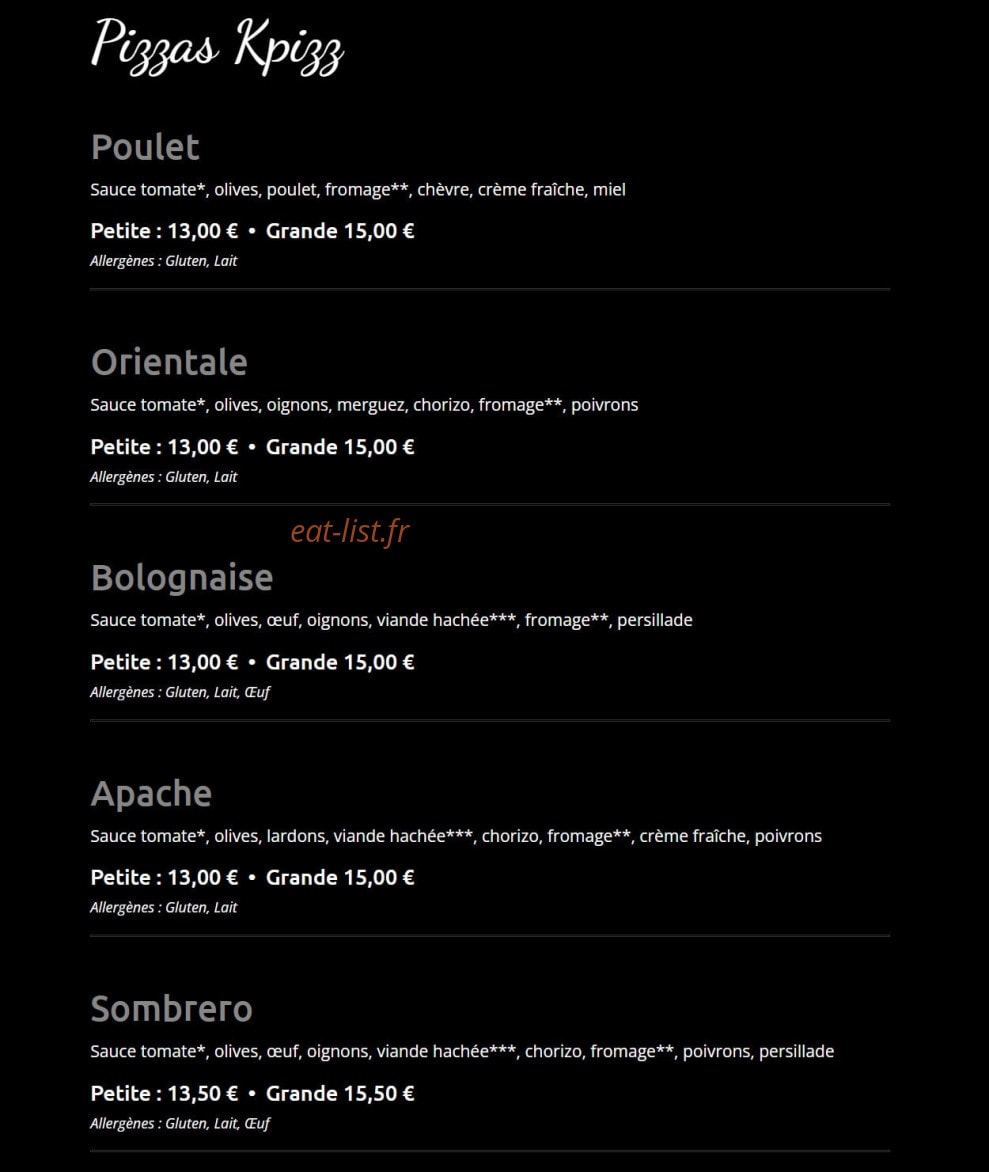 Kpizz — carte page 5