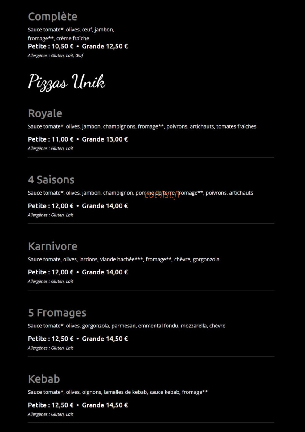 Kpizz — carte page 3