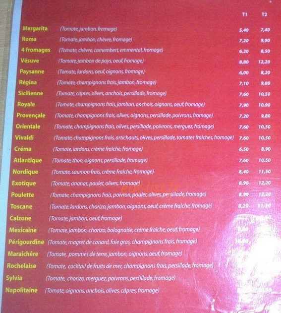 L'atelier a pizza — carte page 1