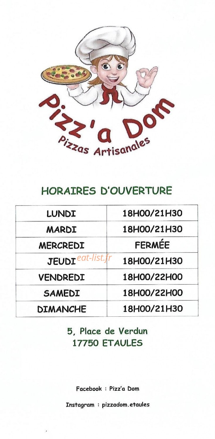 Pizz'a Dom — carte page 1