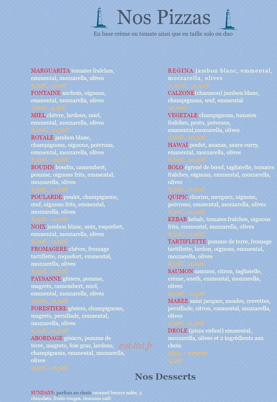 Pizz à bord — carte page 1