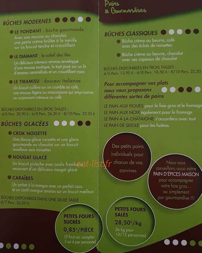 Pains et Gourmandises — carte page 1