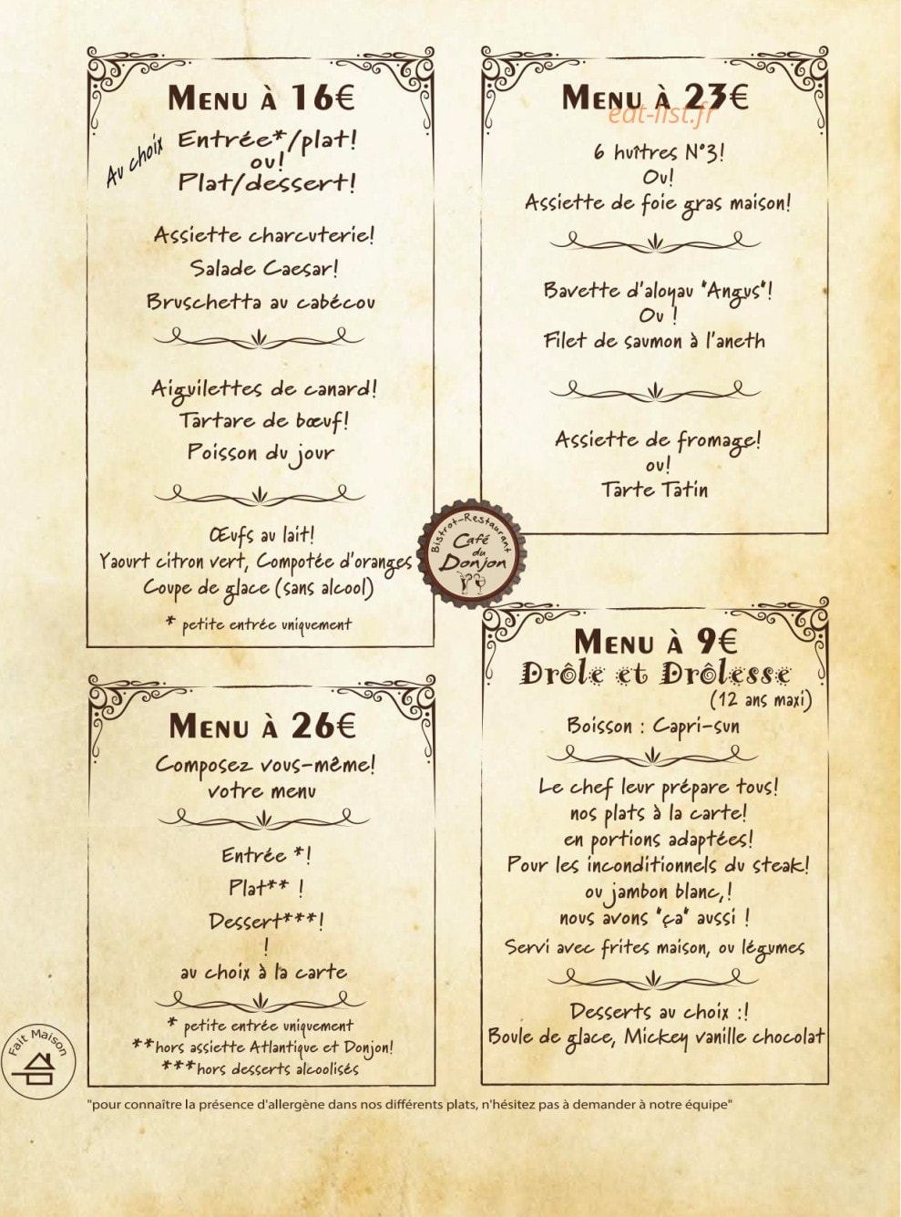 Le Café du Donjon — carte page 2