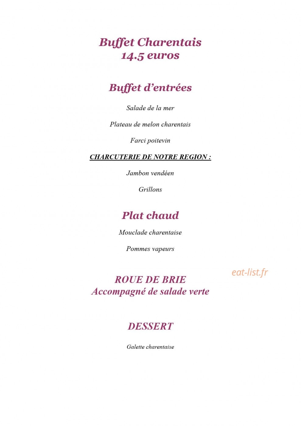 Traiteur Henriquet — carte page 6