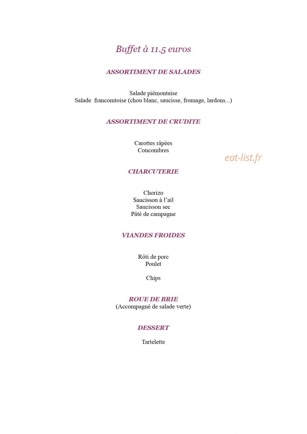 Traiteur Henriquet — carte page 5