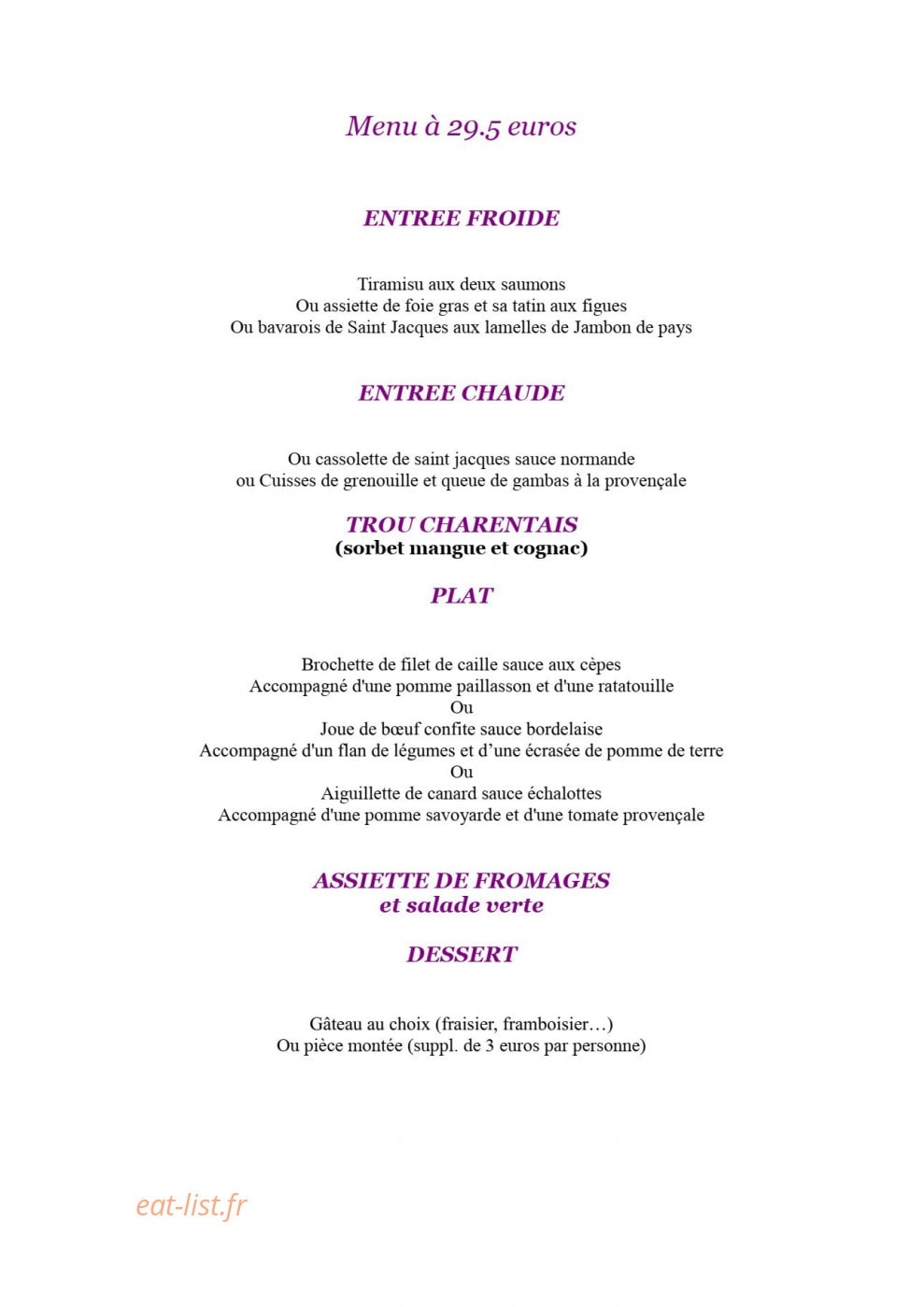 Traiteur Henriquet — carte page 3