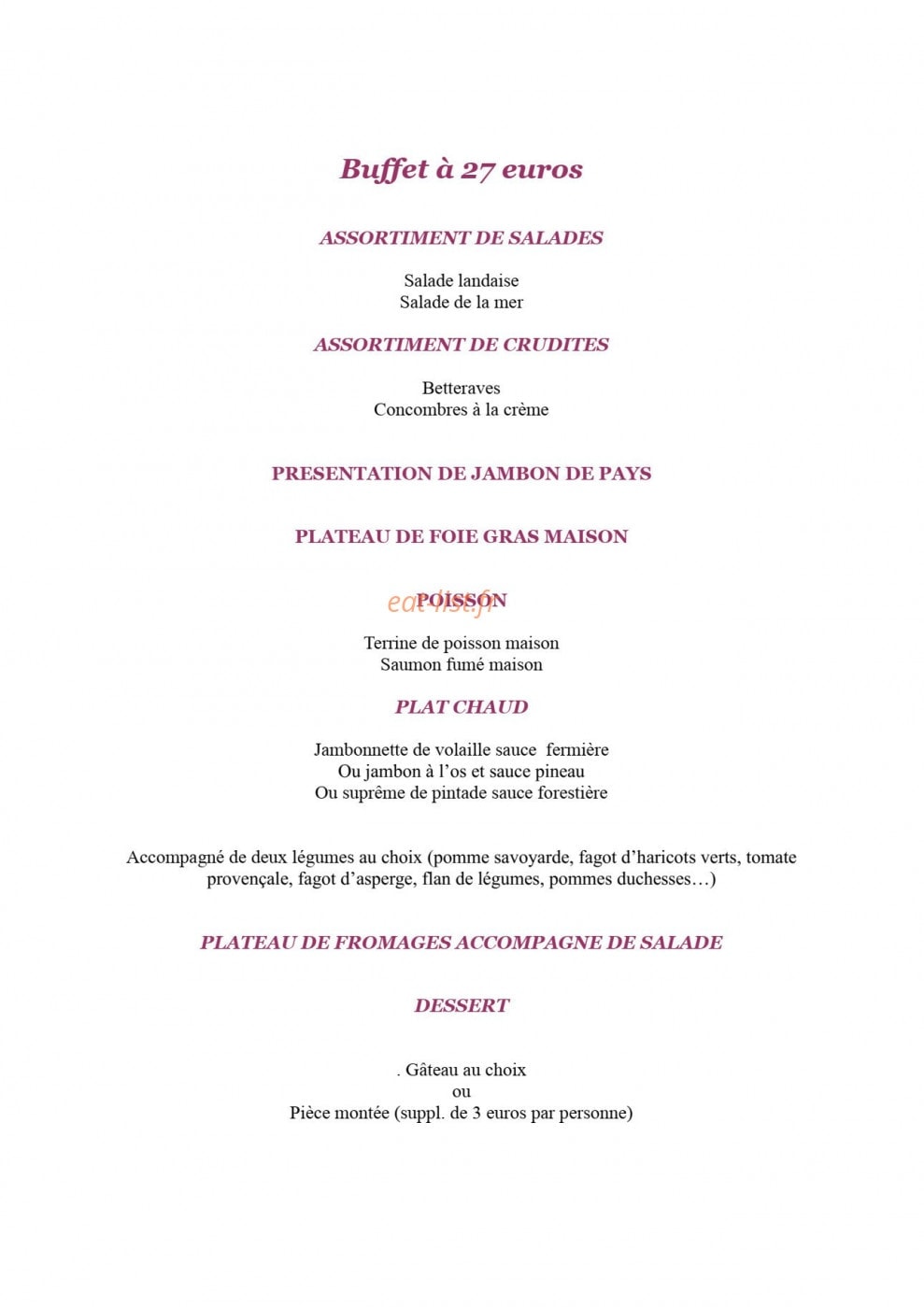 Traiteur Henriquet — carte page 10