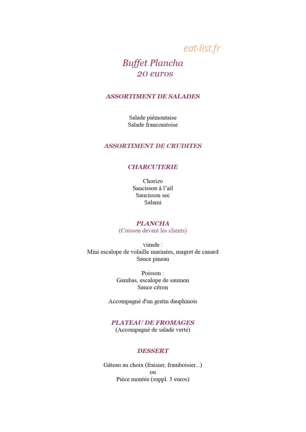 Traiteur Henriquet — carte page 9