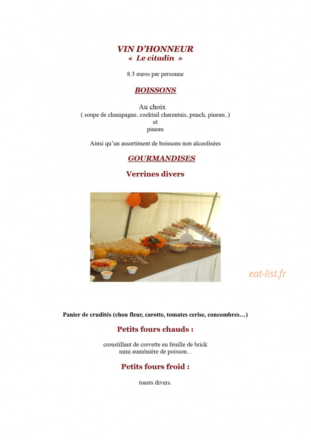 Traiteur Henriquet — carte page 13