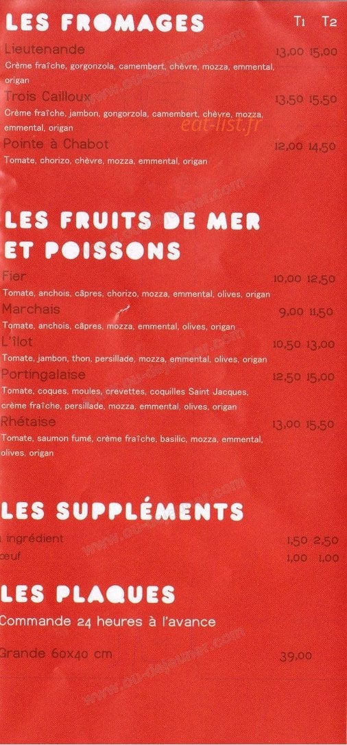L'ilot pizza — carte page 3