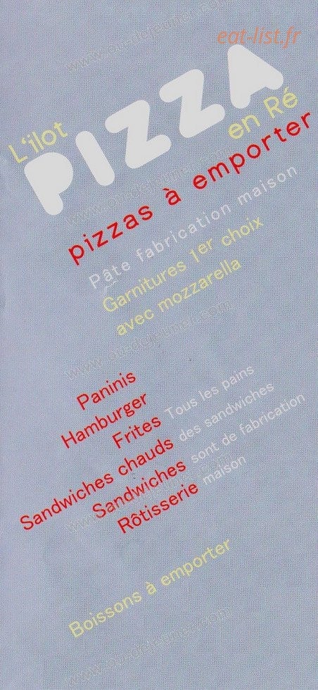L'ilot pizza — carte page 1