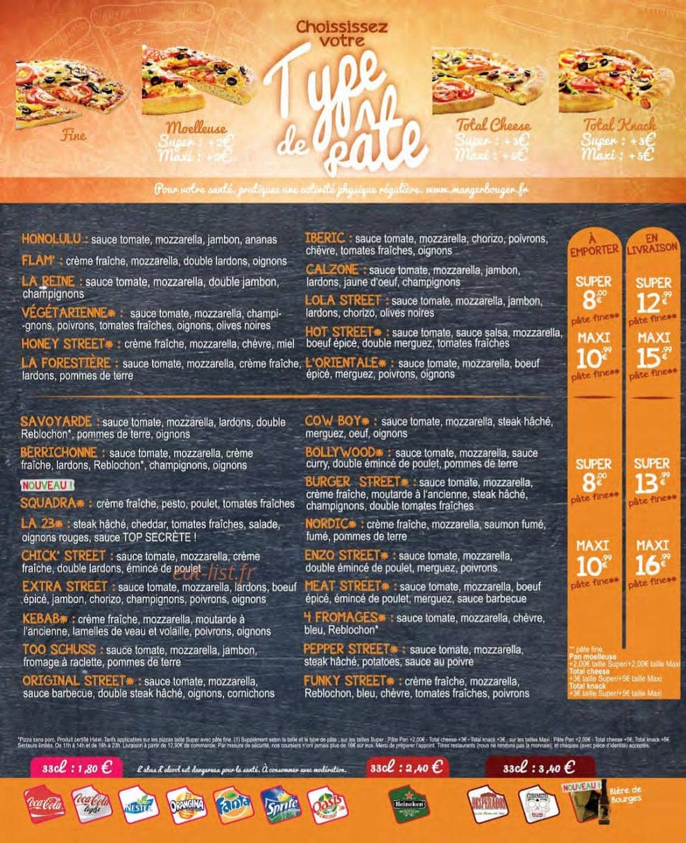 23 Pizza Street — carte page 2