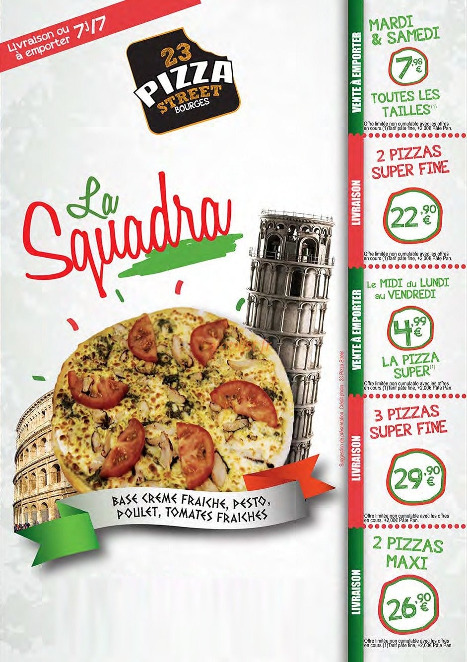 23 Pizza Street — carte page 1