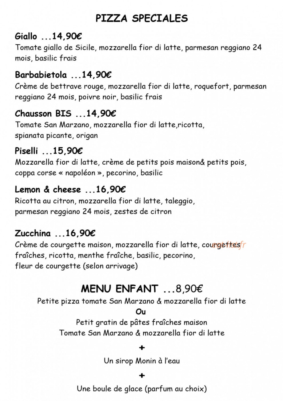 450° pizzeria — carte page 6