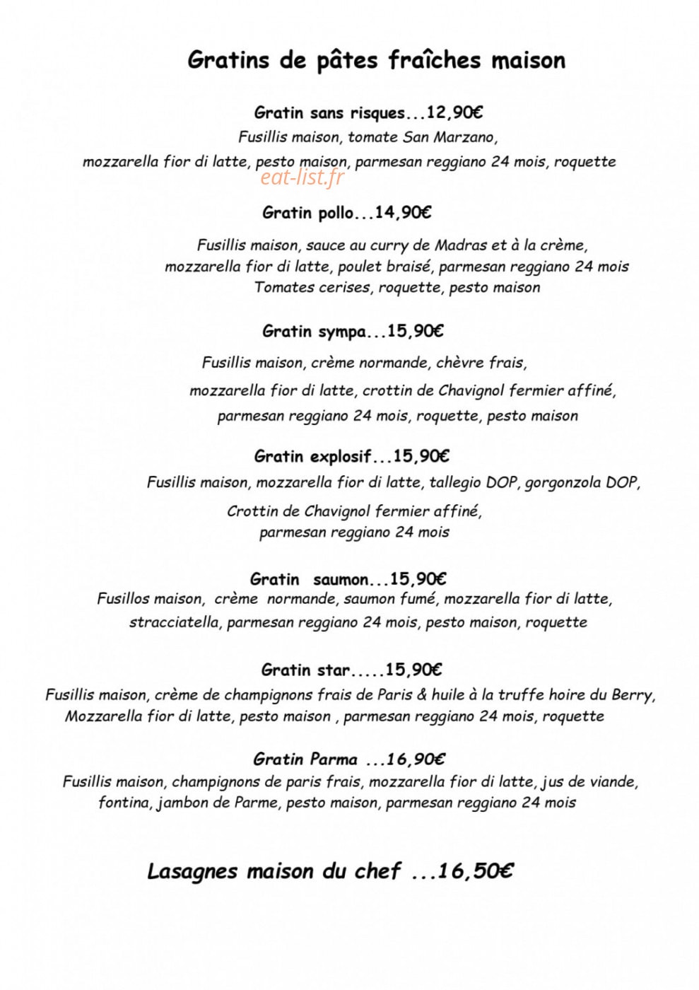 450° pizzeria — carte page 3