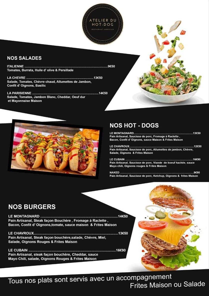 Atelier du Hot dog — carte page 1