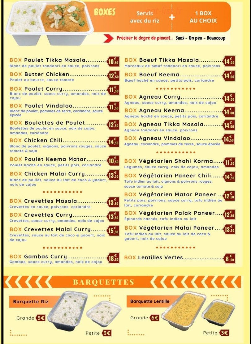 Bollywood Kitchen — carte page 2
