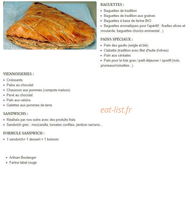Boulangerie des Marronniers — carte page 1