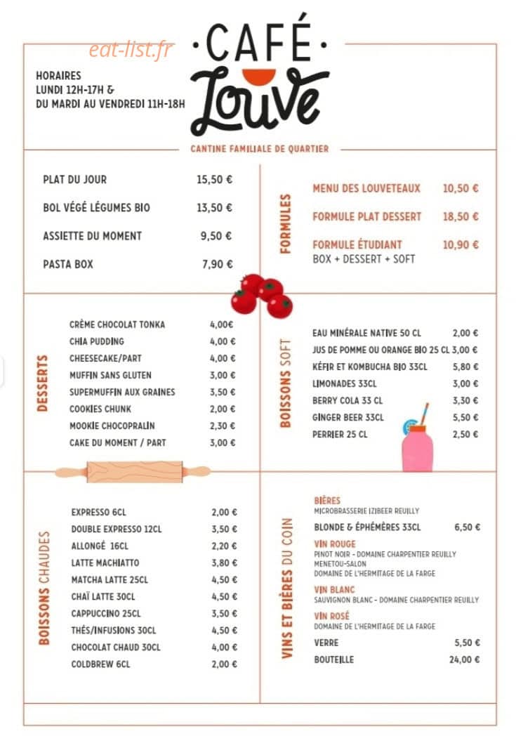 Café Louve — carte page 1