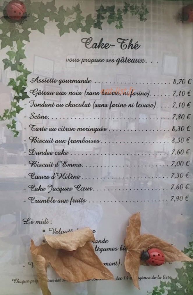 Cake Thé — carte page 1