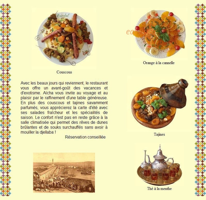 Chez Aïcha l'Orientale — carte page 1