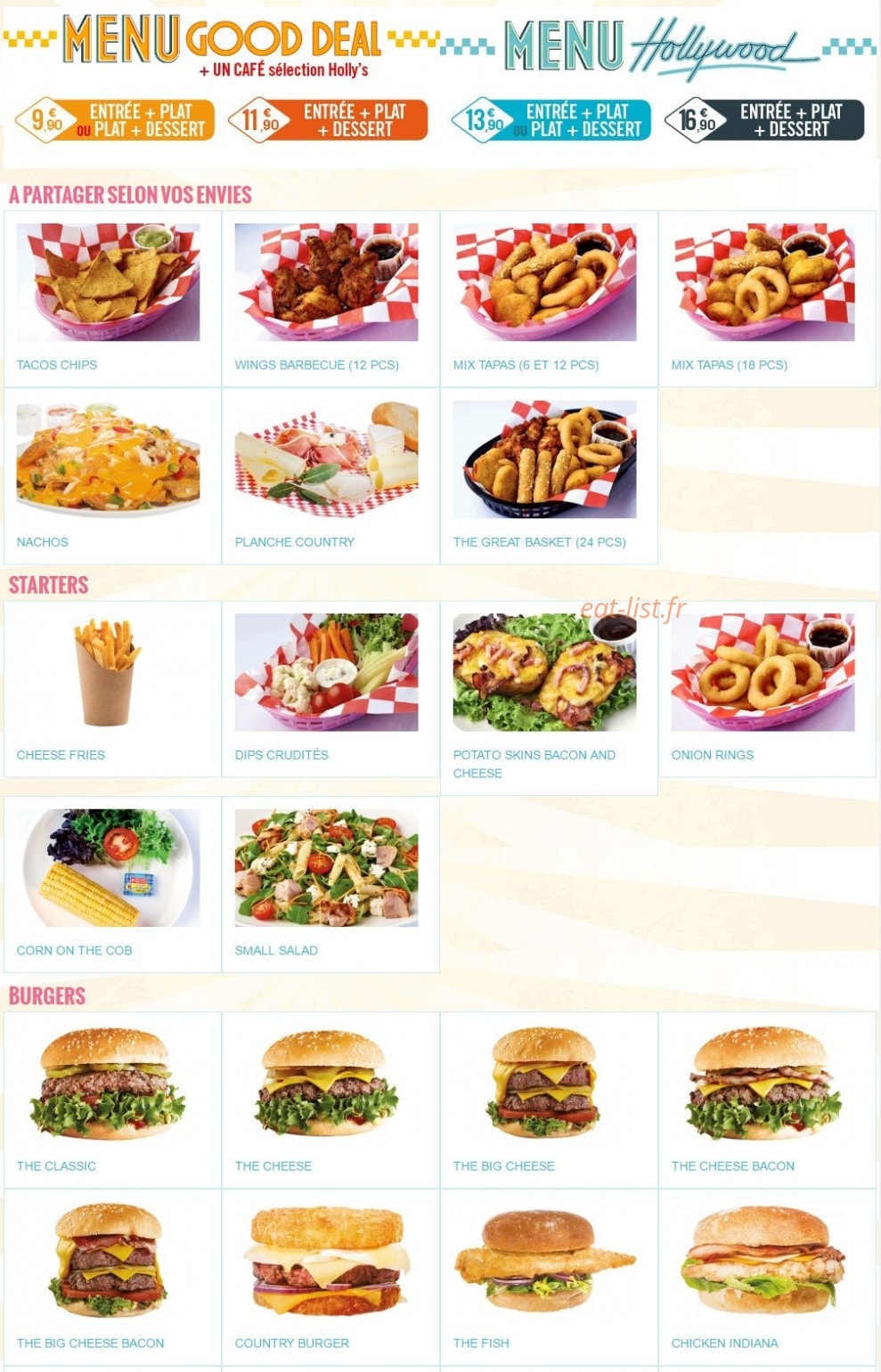 Holly's diner — carte page 1