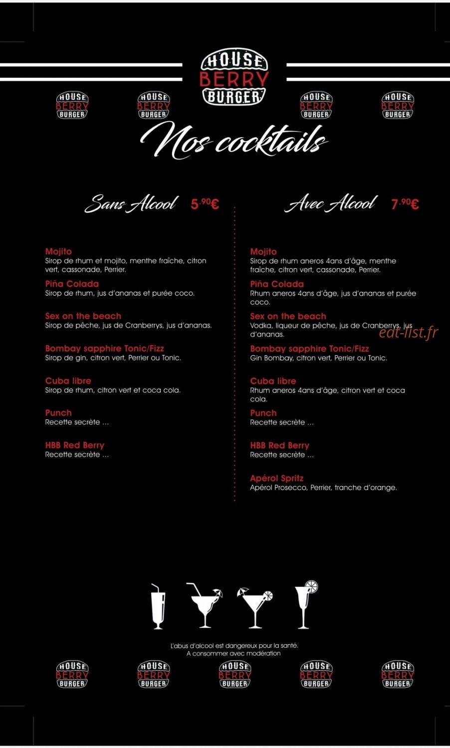 House Berry Burger — carte page 9