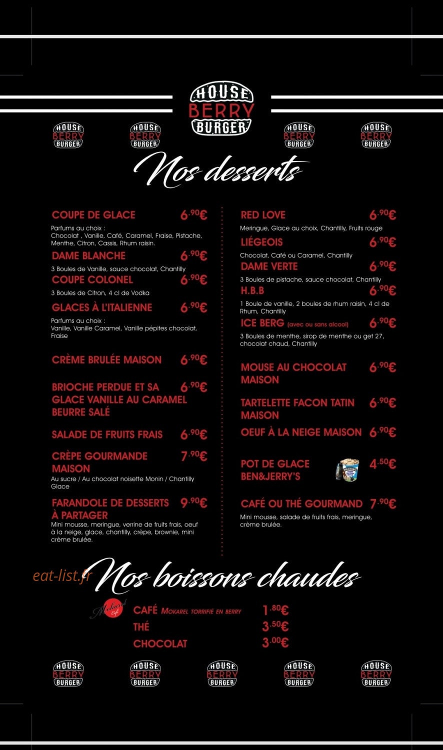 House Berry Burger — carte page 7