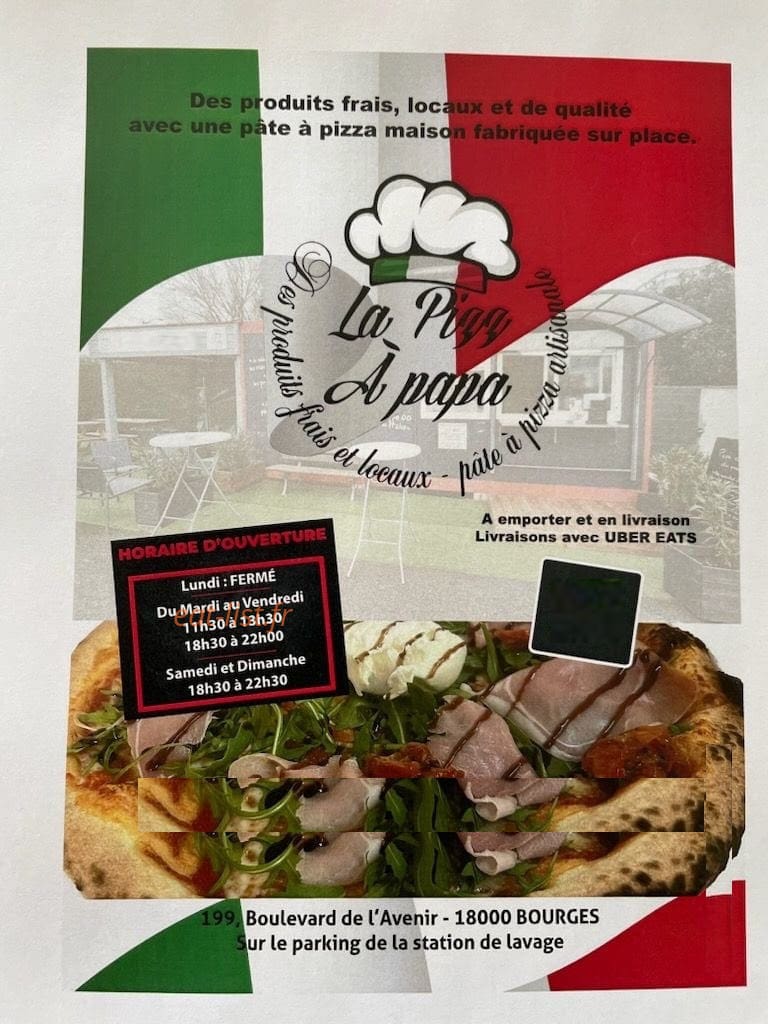 La Pizz à Papa — carte page 1