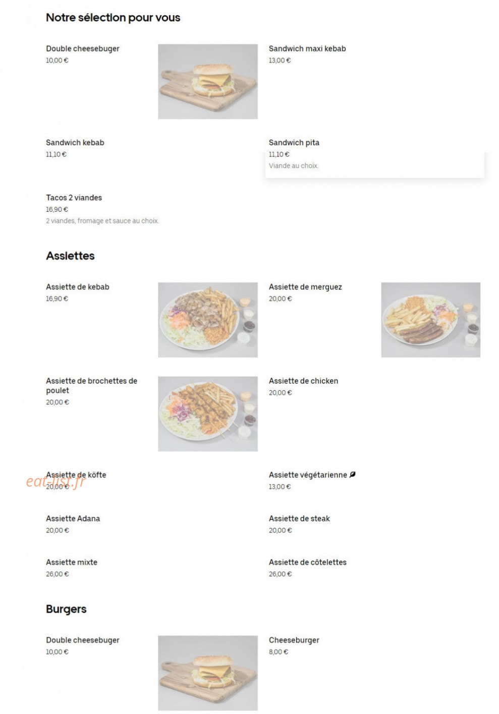 Le Délice du Doner — carte page 1