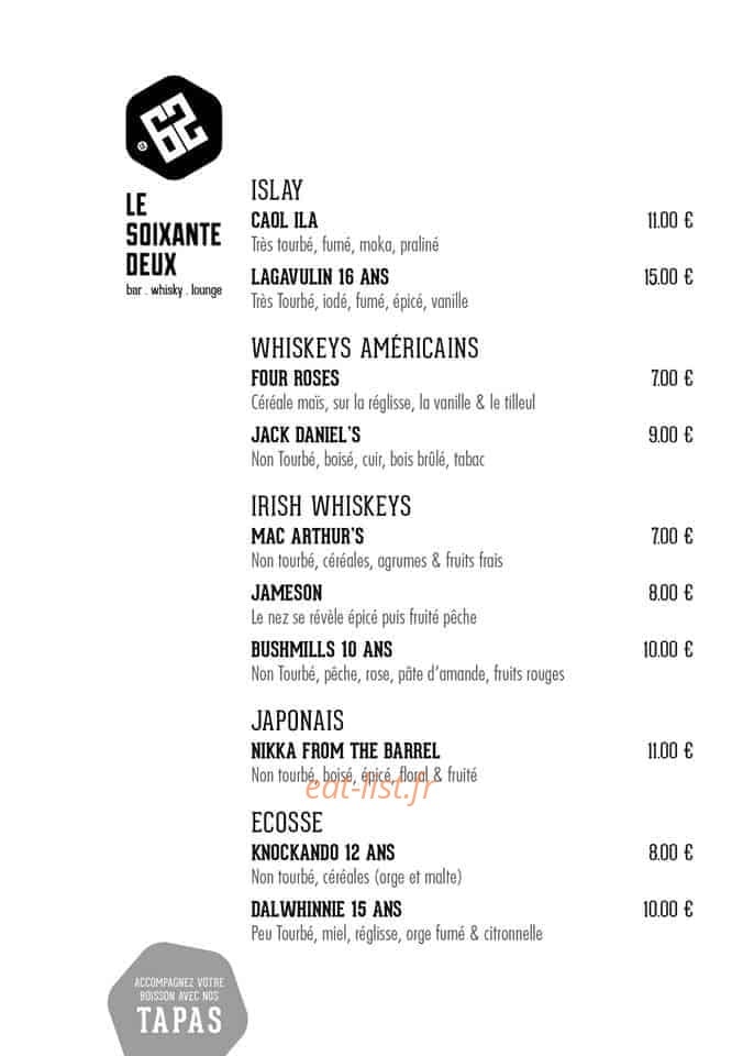 Le Soixante Deux — carte page 2