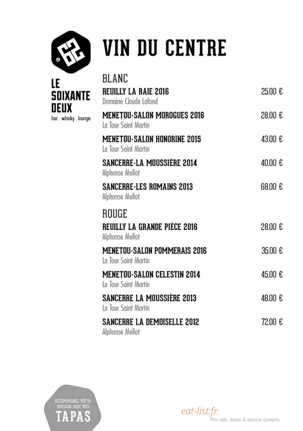 Le Soixante Deux — carte page 9