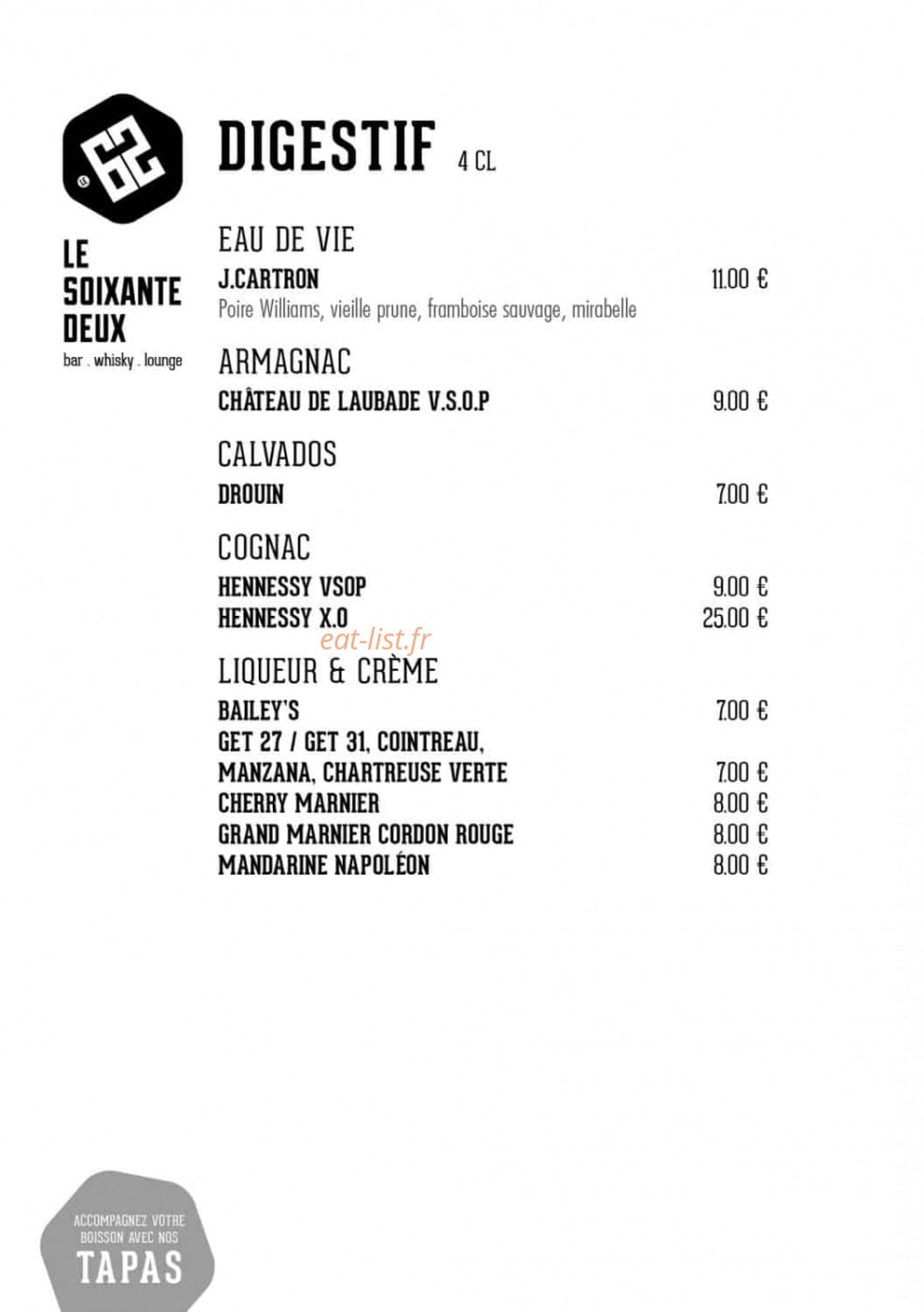 Le Soixante Deux — carte page 6