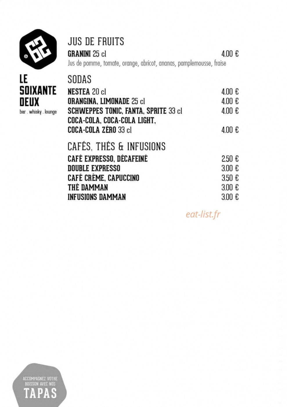 Le Soixante Deux — carte page 4