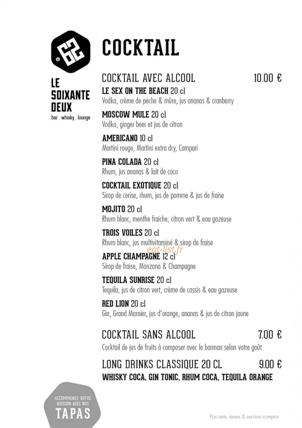 Le Soixante Deux — carte page 7