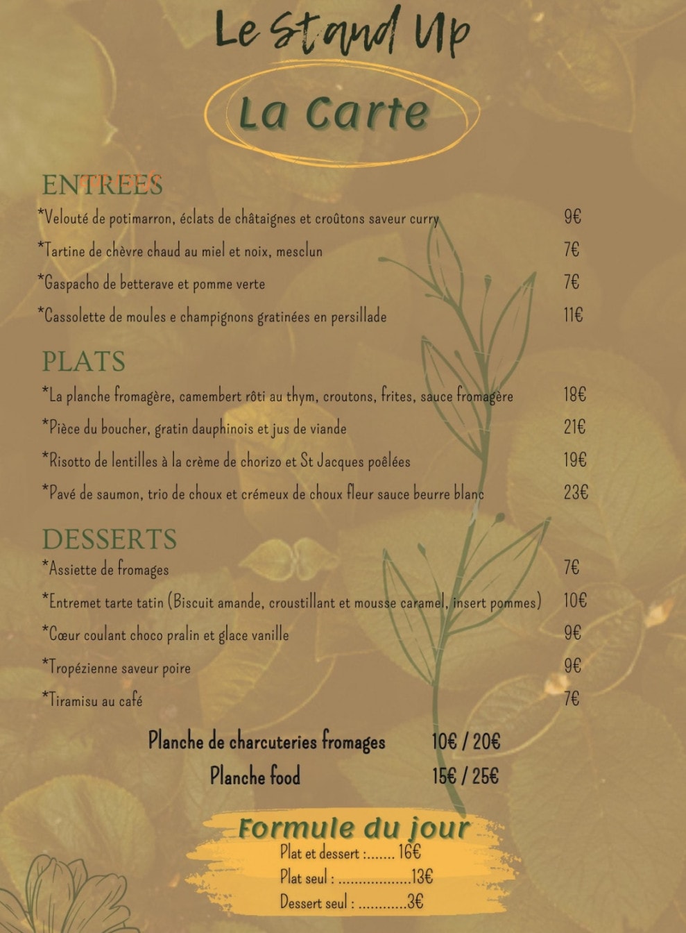 Le Stand Up — carte page 1