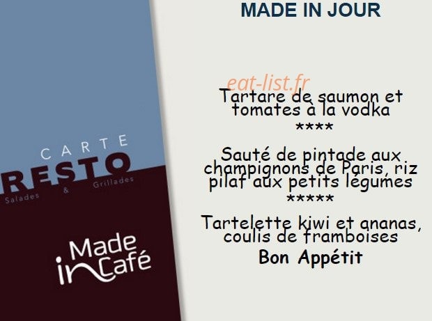 Made In Café — carte page 25