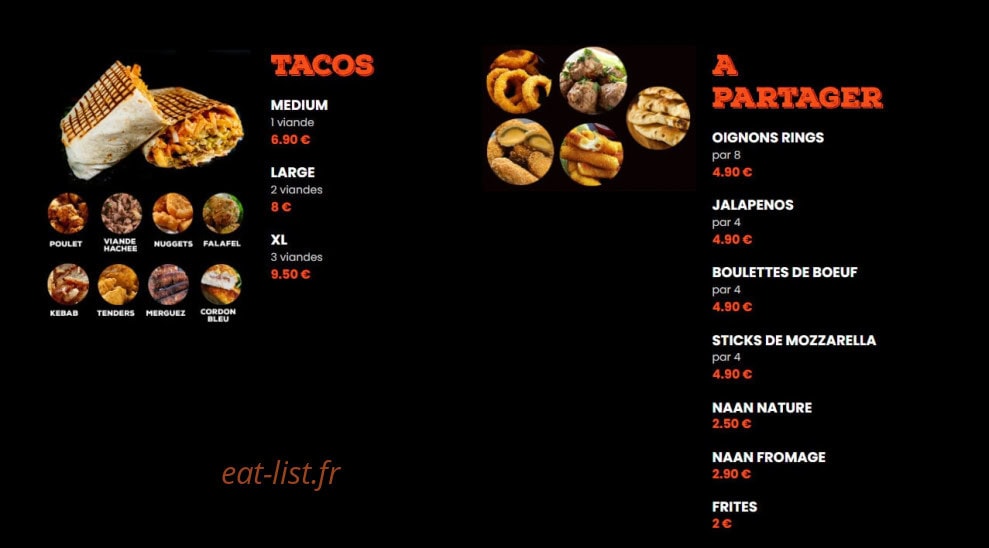 Naan Kebab et Tacos — carte page 3