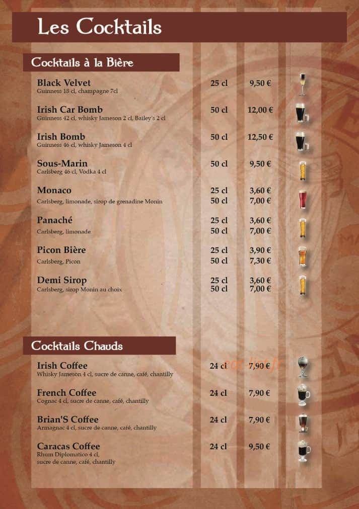 o' brian's — carte page 1