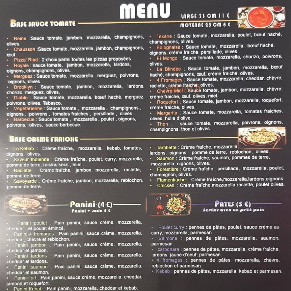 Pizza'Riad — carte page 2