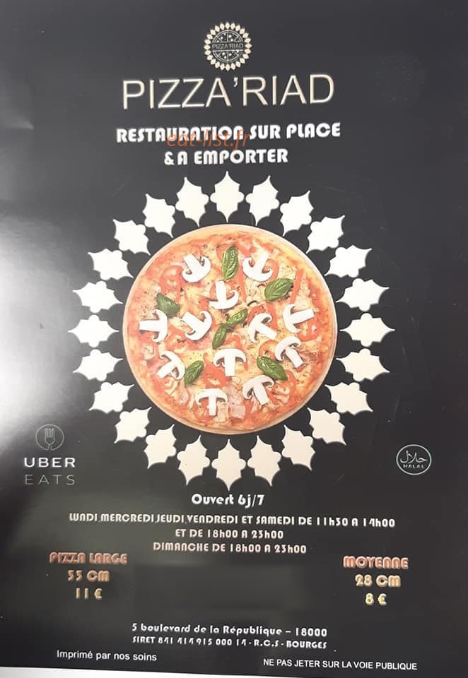 Pizza'Riad — carte page 1