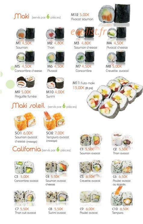 Sushi One — carte page 9