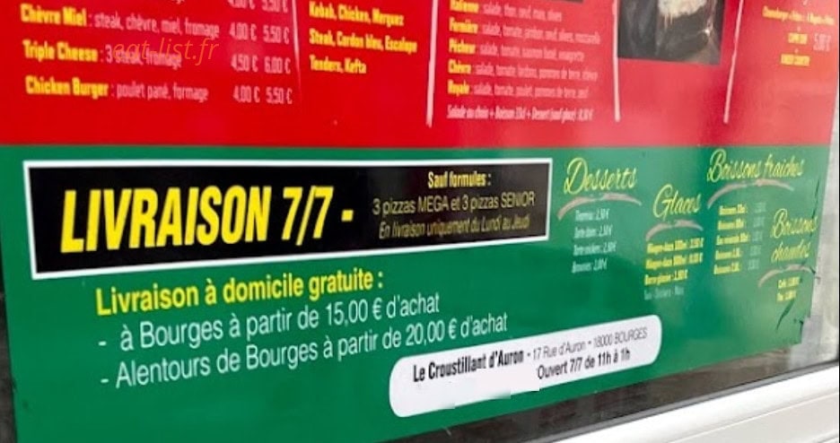 Tacos Bourges — carte page 1