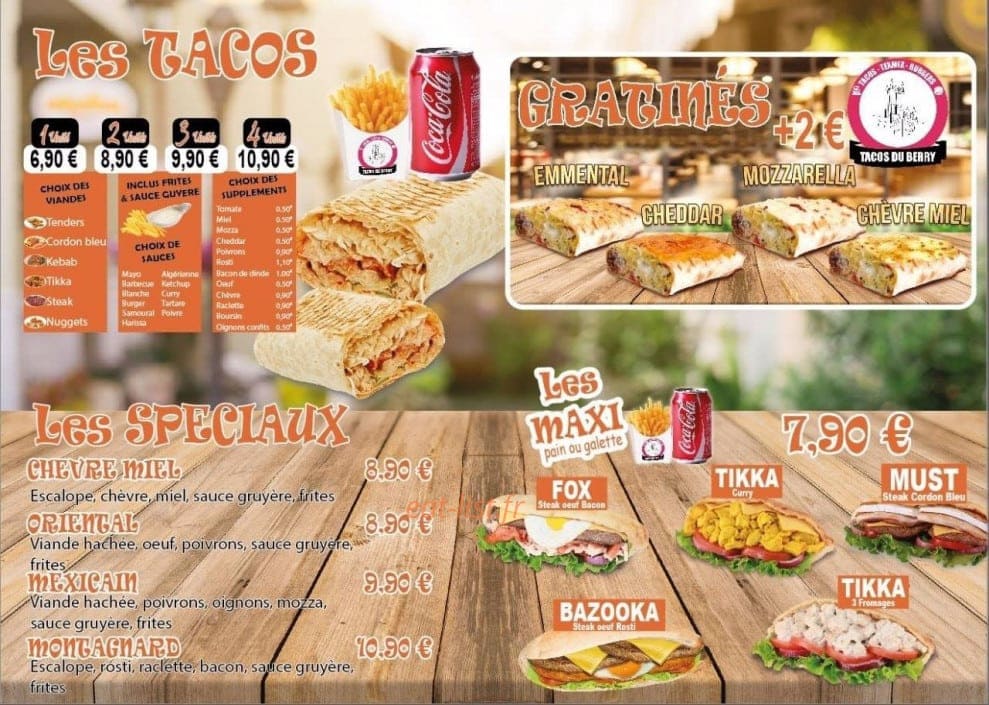 Tacos du Berry — carte page 1