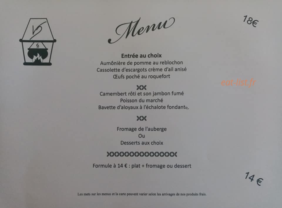 Auberge du Vieux Domaine — carte page 1